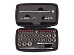 1/4 Inch Drive 6-Point Small Engine Shallow Socket, Bit, and Non-Quick-Release Ratchet Set with Case (50-Piece)
