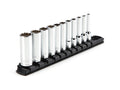 1/4 Inch Drive Deep 12-Point Socket Set with Rail, 11-Piece (5/32 - 9/16 in.)