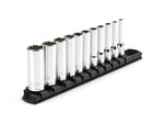 1/4 Inch Drive Deep 12-Point Socket Set with Rail, 11-Piece (5/32 - 9/16 in.)