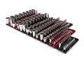1/4, 3/8, 1/2 Inch Drive Shallow and Deep 12-Point Socket Set with Rails and Trays (214-Piece)