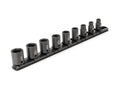 3/8 Inch Drive Shallow 6-Point Impact Socket Set with Rail, 9-Piece (5/16 - 3/4 in.)