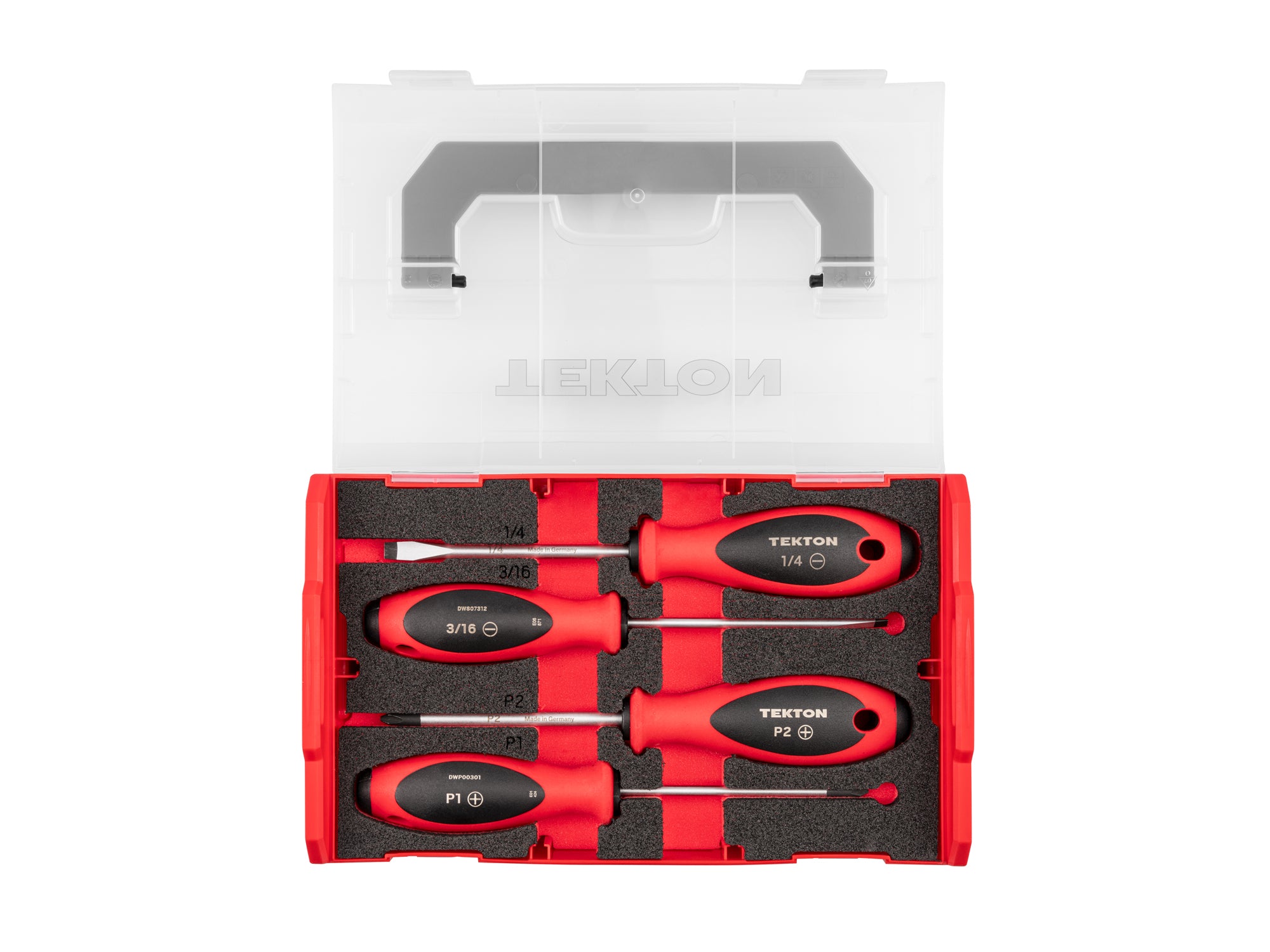 Phillips and Slotted Screwdriver Set with Mini Stacking Tool Box - 4 Inch Shanks, 4-Piece (#1 - #2, 3/16 - 1/4 in.)