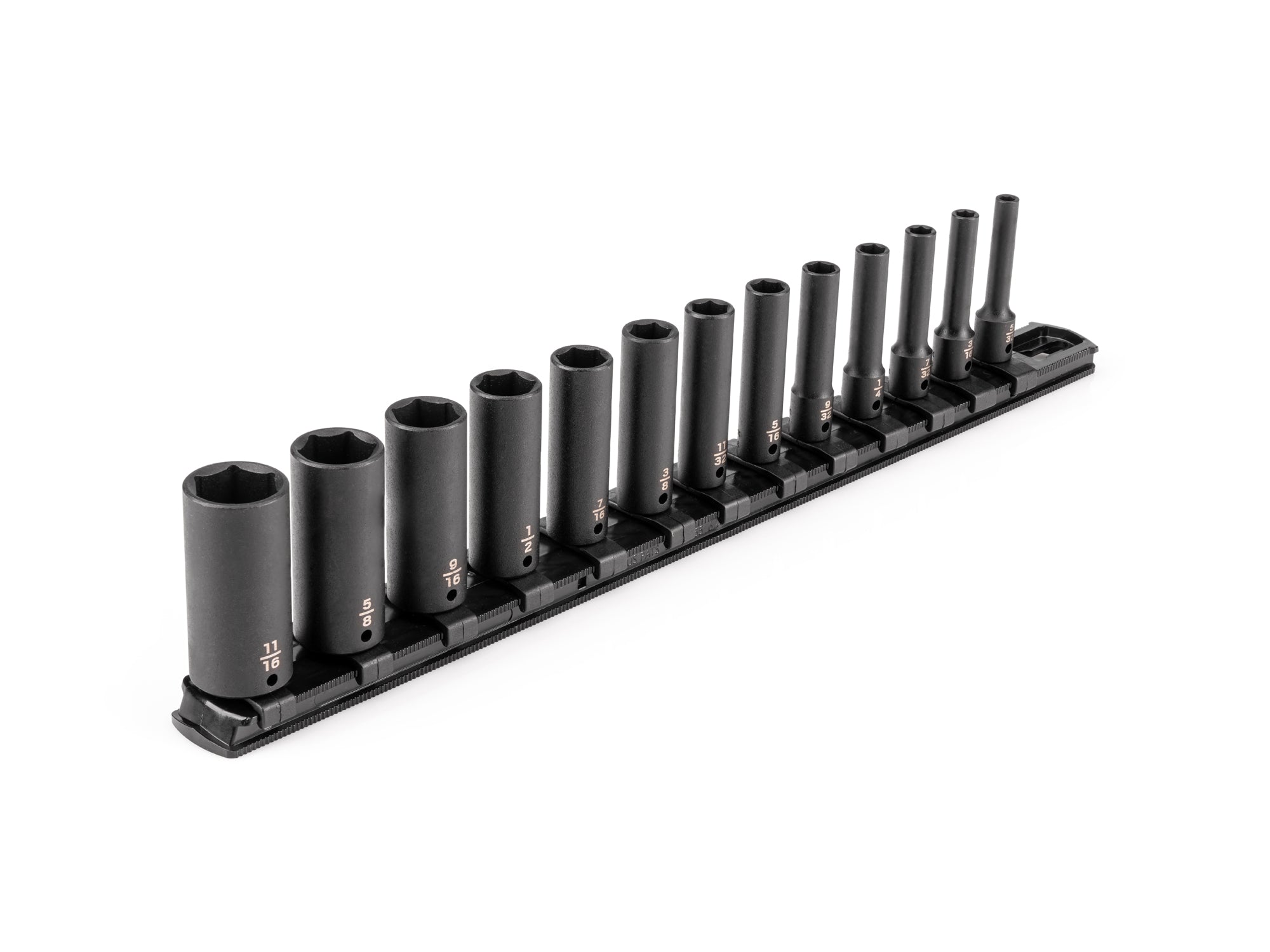 1/4 Inch Drive Deep 6-Point Impact Socket Set with Rail, 13-Piece (5/32 - 11/16 in.)