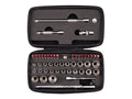 1/4 Inch Drive 12-Point Small Engine Shallow Socket, Bit and Flex Head Quick-Release Ratchet Set with Case (50-Piece)