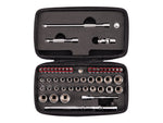 1/4 Inch Drive 12-Point Small Engine Shallow Socket, Bit and Flex Head Quick-Release Ratchet Set with Case (50-Piece)