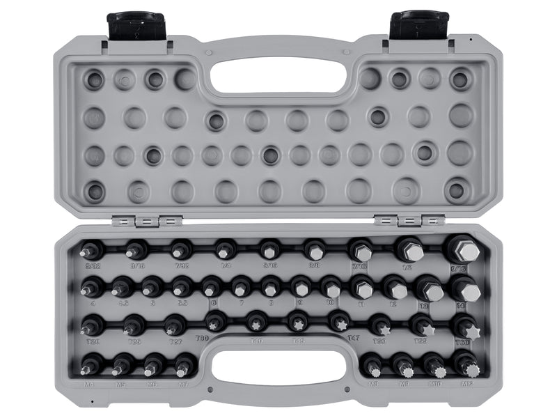 3/8 Inch Drive Hex, Torx, Triple Square Impact Bit Socket Set with Case (40-Piece)
