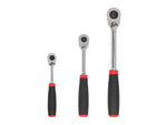 1/4, 3/8, 1/2 Inch Drive Quick-Release Comfort Grip Ratchet Set, 3-Piece (6, 8, 10-1/2 in.)