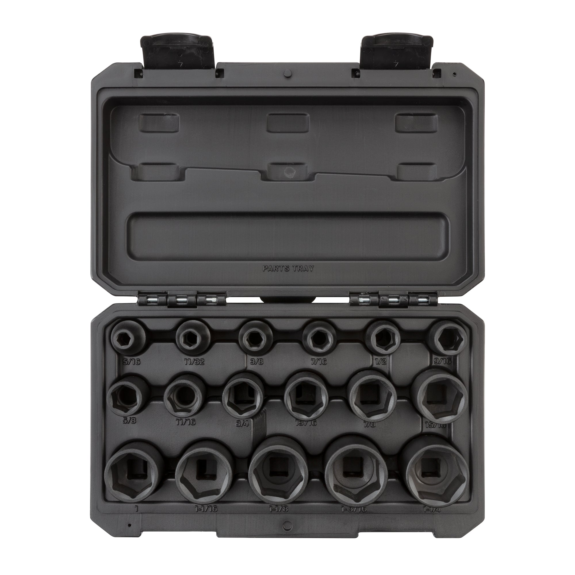 1/2 Inch Drive Shallow 6-Point Impact Socket Set with Case, 17-Piece (5/16 - 1-1/4 in.)