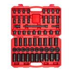 1/2 Inch Drive Shallow and Deep 6-Point Impact Socket Set with Case, 57-Piece (10 - 36 mm)