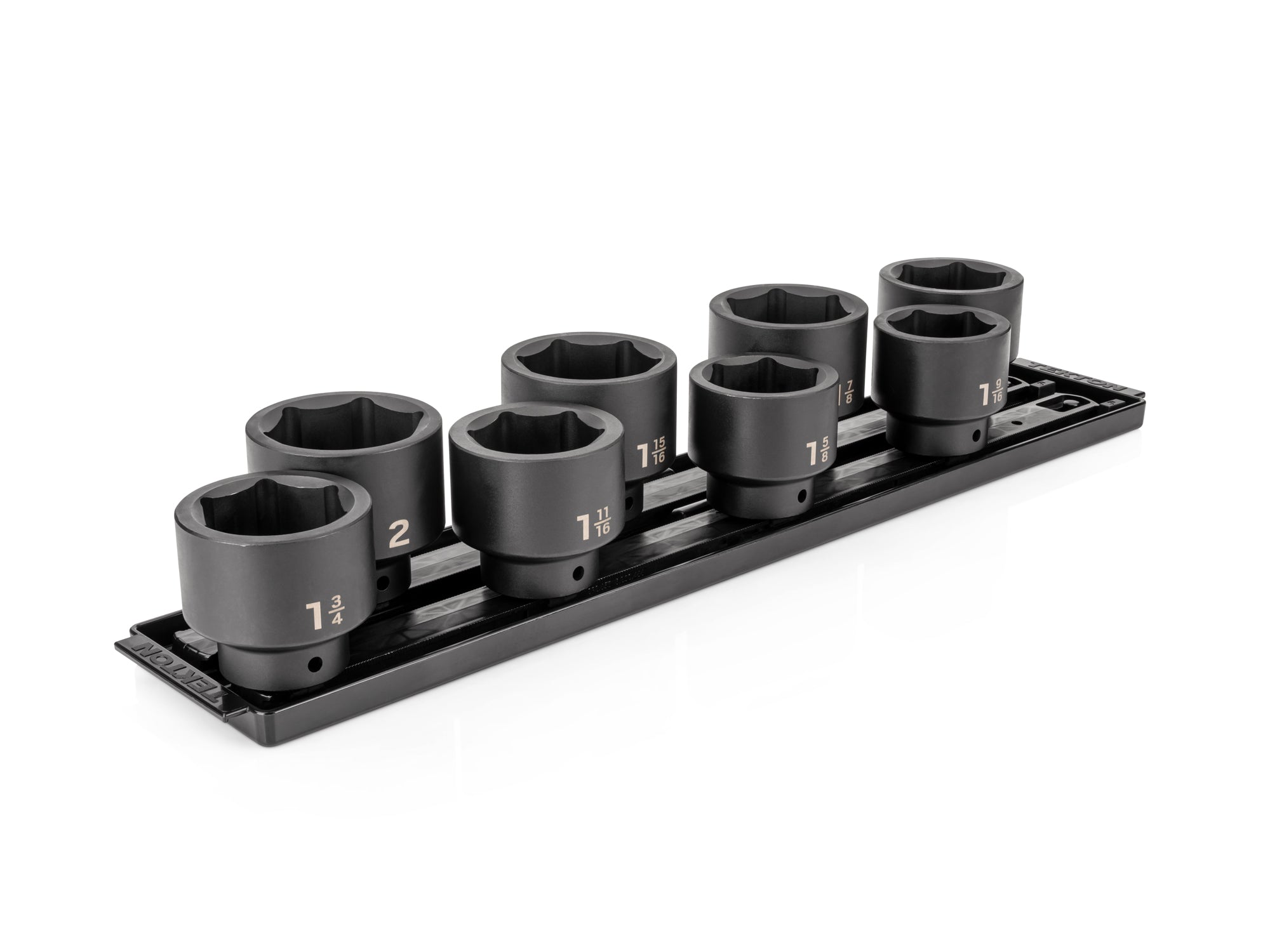 1/2 Inch Drive Shallow 6-Point Impact Socket Set with Rails and Tray, 8-Piece (1-9/16-2 in.)