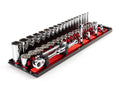 3/8 Inch Drive Shallow and Deep 12-Point Socket and Ratchet Set with Rails and Tray, 44-Piece (6 - 24 mm)