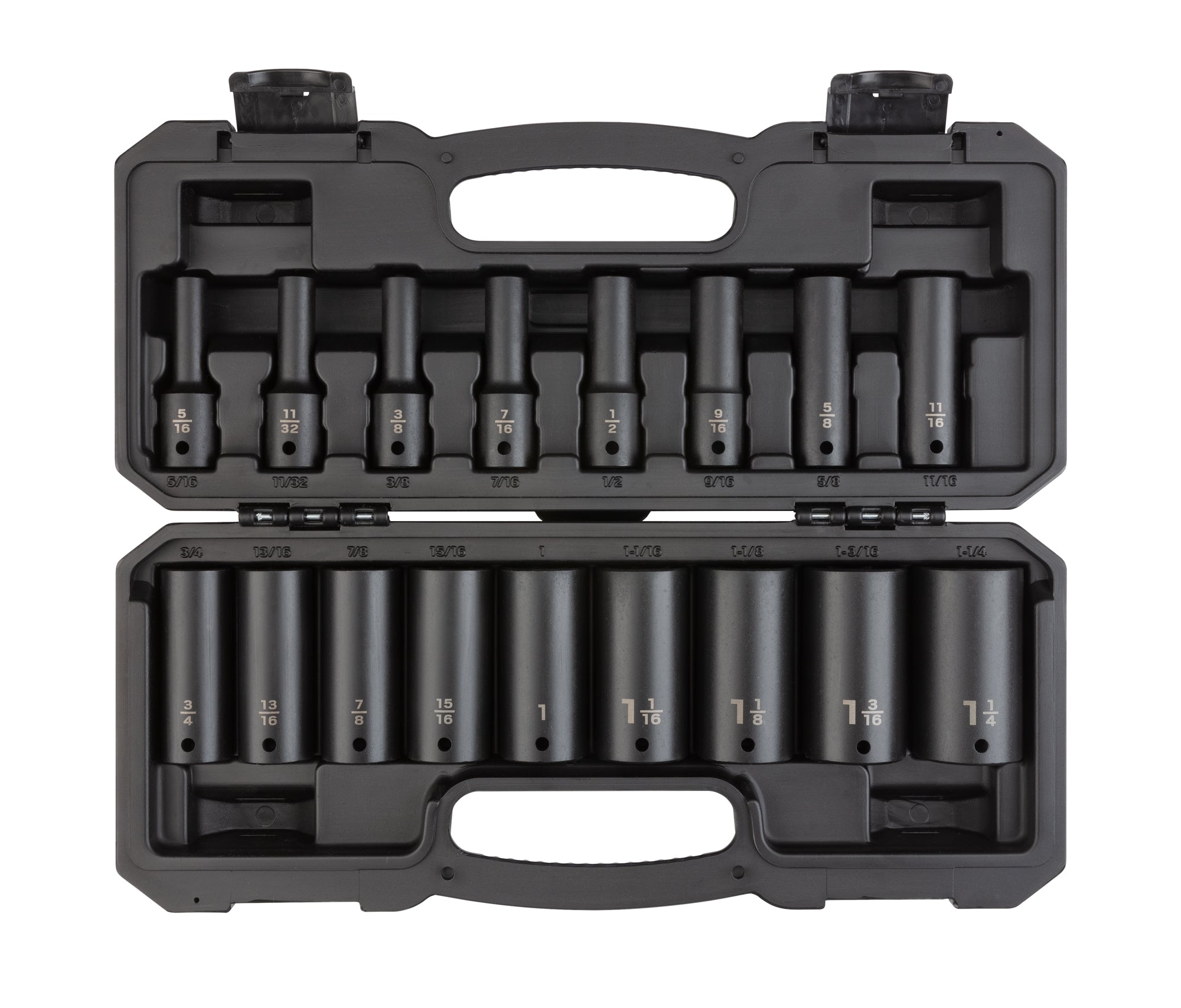 1/2 Inch Drive Deep 6-Point Impact Socket Set with Case, 17-Piece (5/16 - 1-1/4 in.)