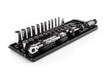 1/4 Inch Drive Shallow and Deep 6-Point Socket and Ratchet Set with Rails and Tray, 29-Piece (5/32 - 9/16 in.)