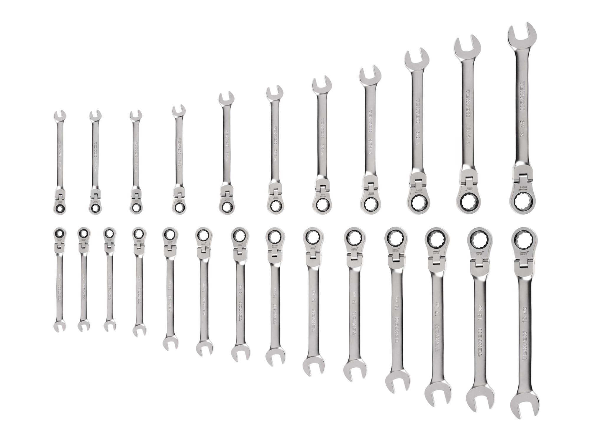 Flex Head 12-Point Ratcheting Combination Wrench Set, 25-Piece (1/4-3/4 in., 6-19 mm)
