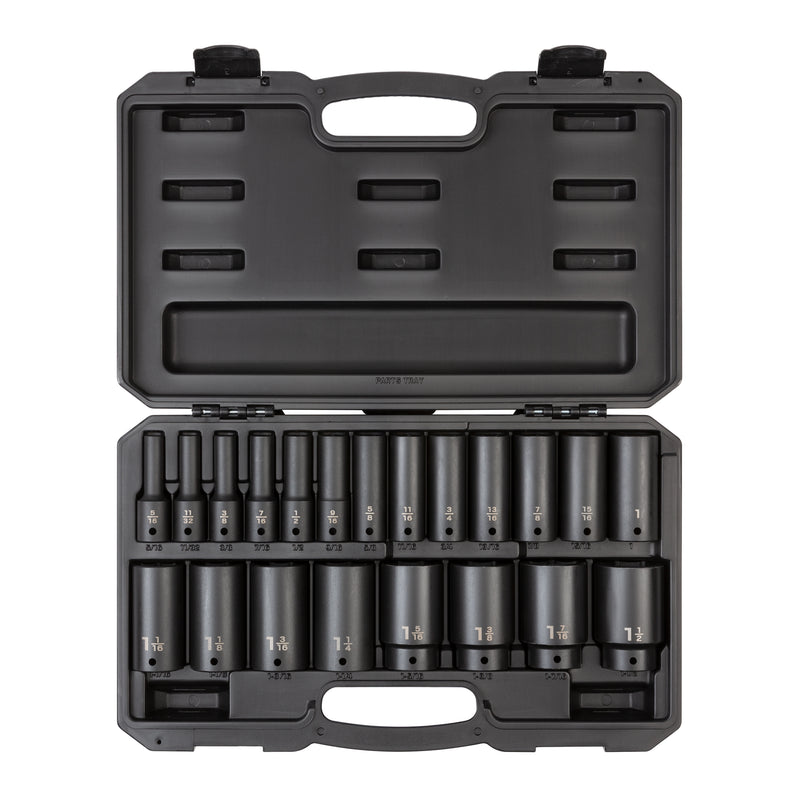 1/2 Inch Drive Deep 6-Point Impact Socket Set with Case, 21-Piece (5/16 - 1-1/2 in.)
