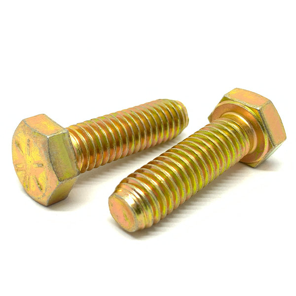 1/4-20x1/2" Hex Head Cap Screws Grade 8 Zinc Yellow