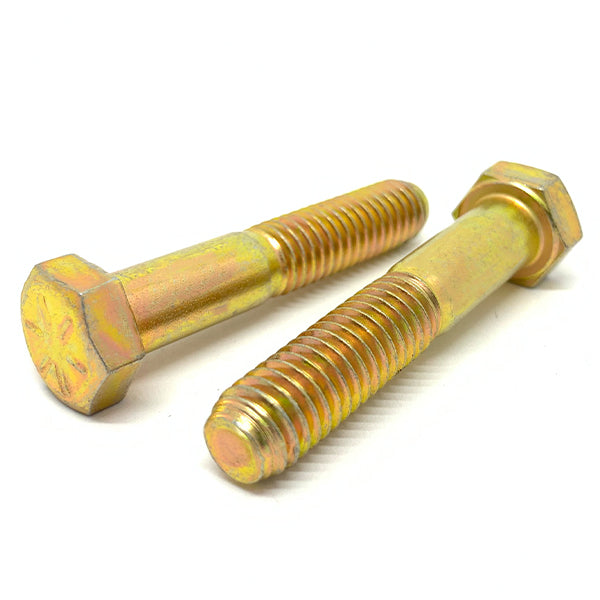 1/4-20x1-3/4" Hex Head Cap Screws Grade 8 Zinc Yellow