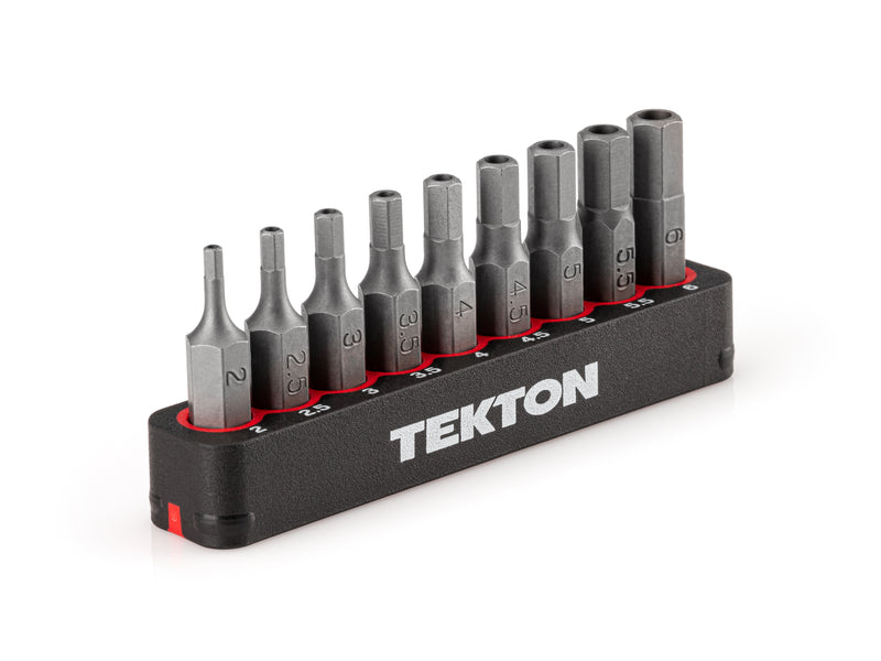 1/4 Inch Tamper Hex Bit Set with Rail, 9-Piece (2 - 6 mm)
