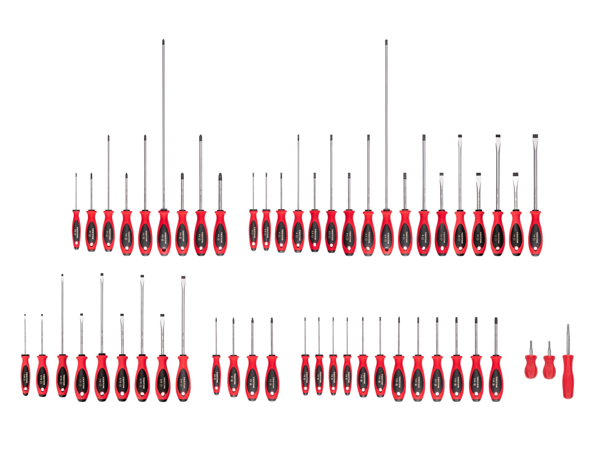 Phillips, Slotted, Torx, Square Screwdriver Set - 4, 8, 18 Inch Shanks (54-Piece)