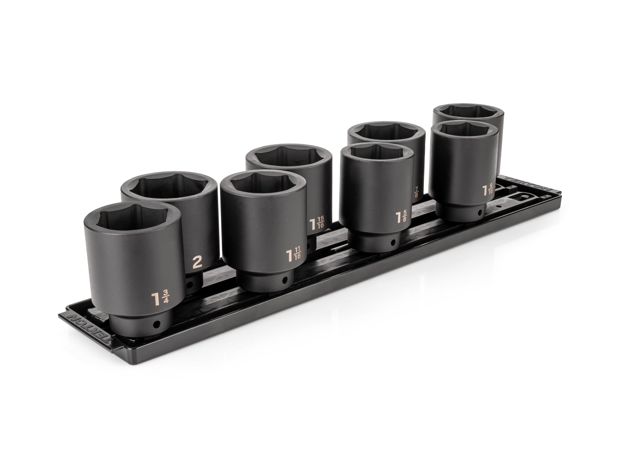 1/2 Inch Drive Deep 6-Point Impact Socket Set with Rails and Tray, 8-Piece (1-9/16-2 in.)