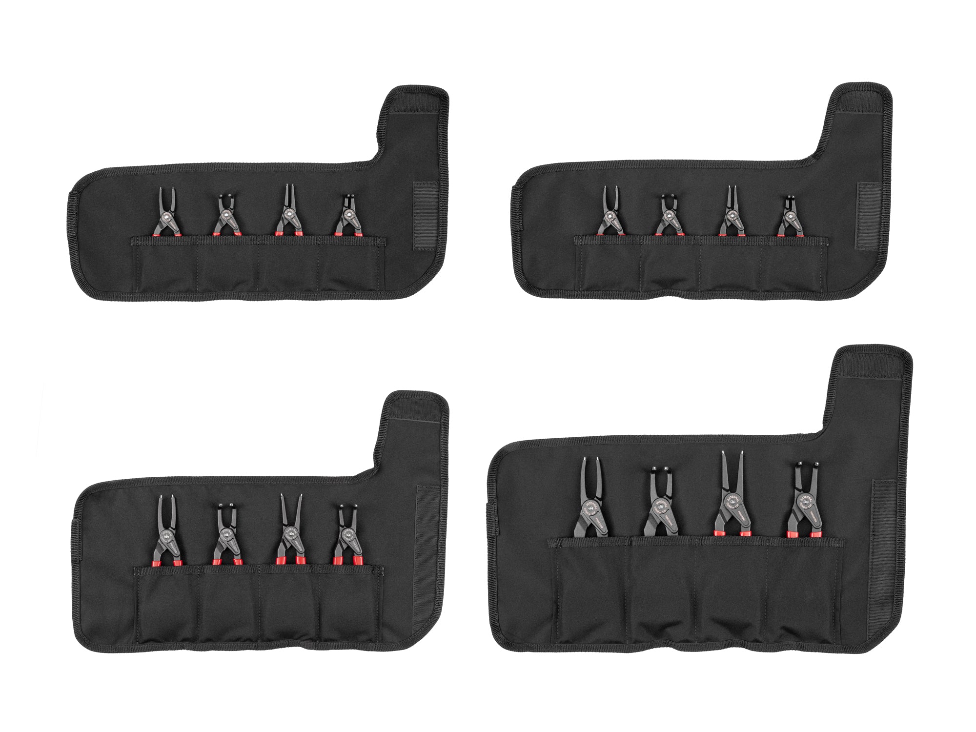 5, 7, 9 Inch Internal and External Retaining Ring Pliers Set with Rolls, 16-Piece (0.037, 0.047, 0.070, 0.090 in. Tips)