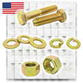 Inch Grade 8 Fine Hex Cap Screws, Hex Nuts, Flat & Lock Washers Zinc Yellow USA Made Hardware - 2011 PCS