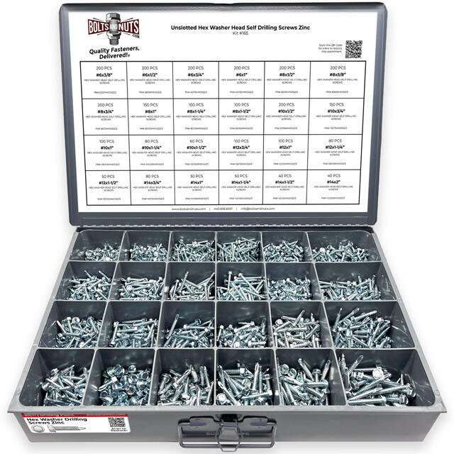 Unslotted Hex Washer Head Self Drilling Screws Zinc - 2931 PCS