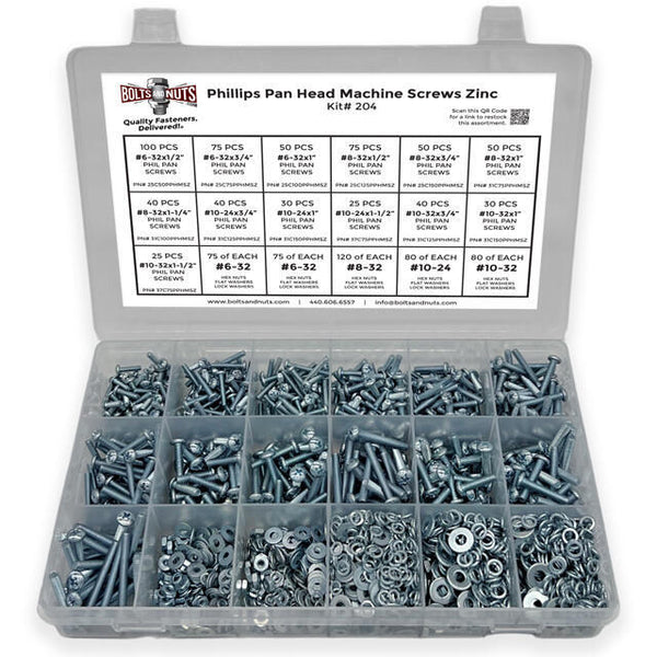 Inch Phillips Pan Head Machine Screws, Hex Nuts, Flat & Lock