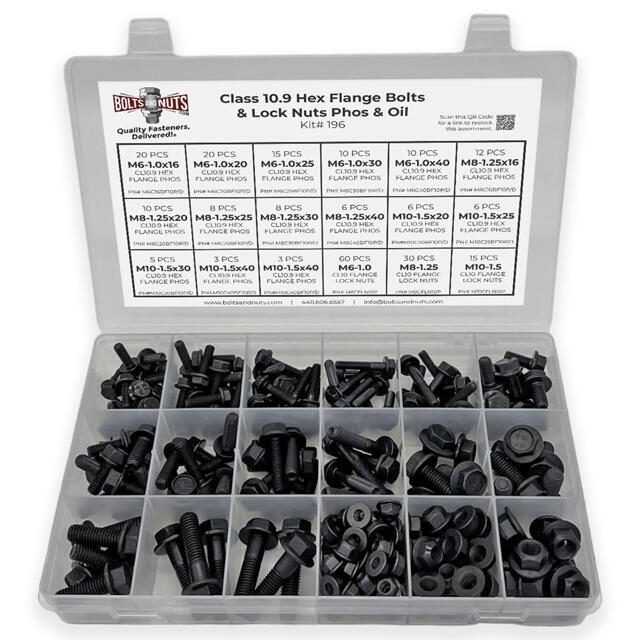 Metric Class 10.9 Hex Flange Bolts & Lock Nuts Assortment - 248 PCS