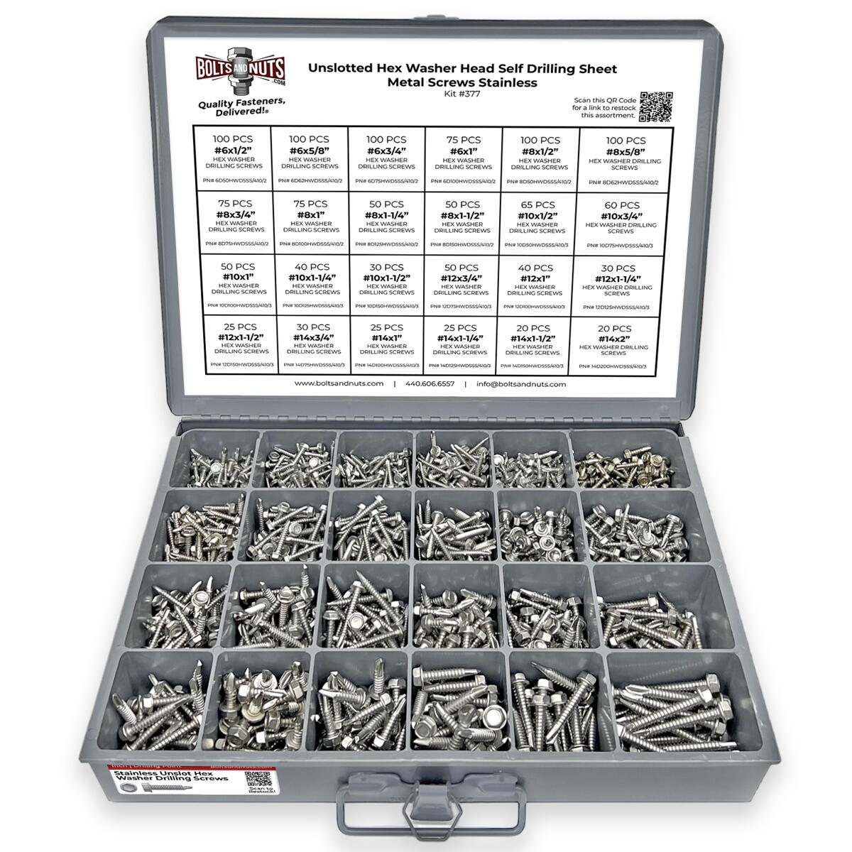 Stainless Unslotted Hex Washer Head Self Drilling Screws - 1336 PCS