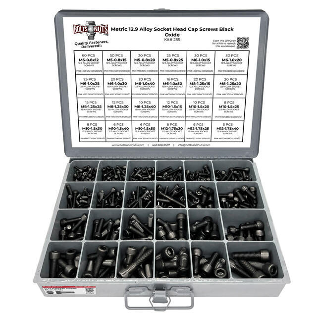 Metric 12.9 Alloy Allen Socket Head Cap Screws Bolts Black Oxide Assortment - 453 PCS