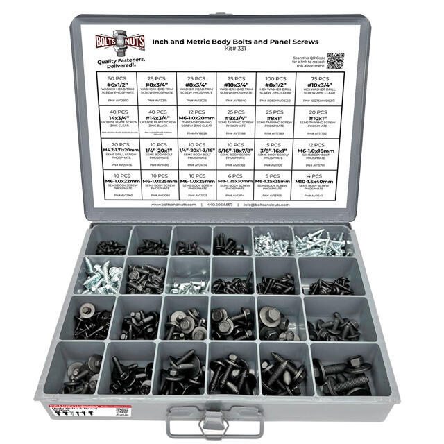 Inch and Metric Body Bolts and Panel Screws Assortment - 575 PCS