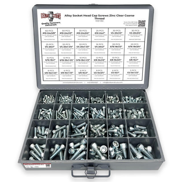 Alloy Socket Head Cap Screws Zinc Clear Coarse Thread - 453 pcs