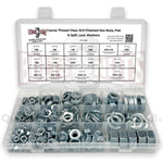Metric Class 10.9 Hex Nut, Flat & Lock Washers Assortment - 351 Pcs