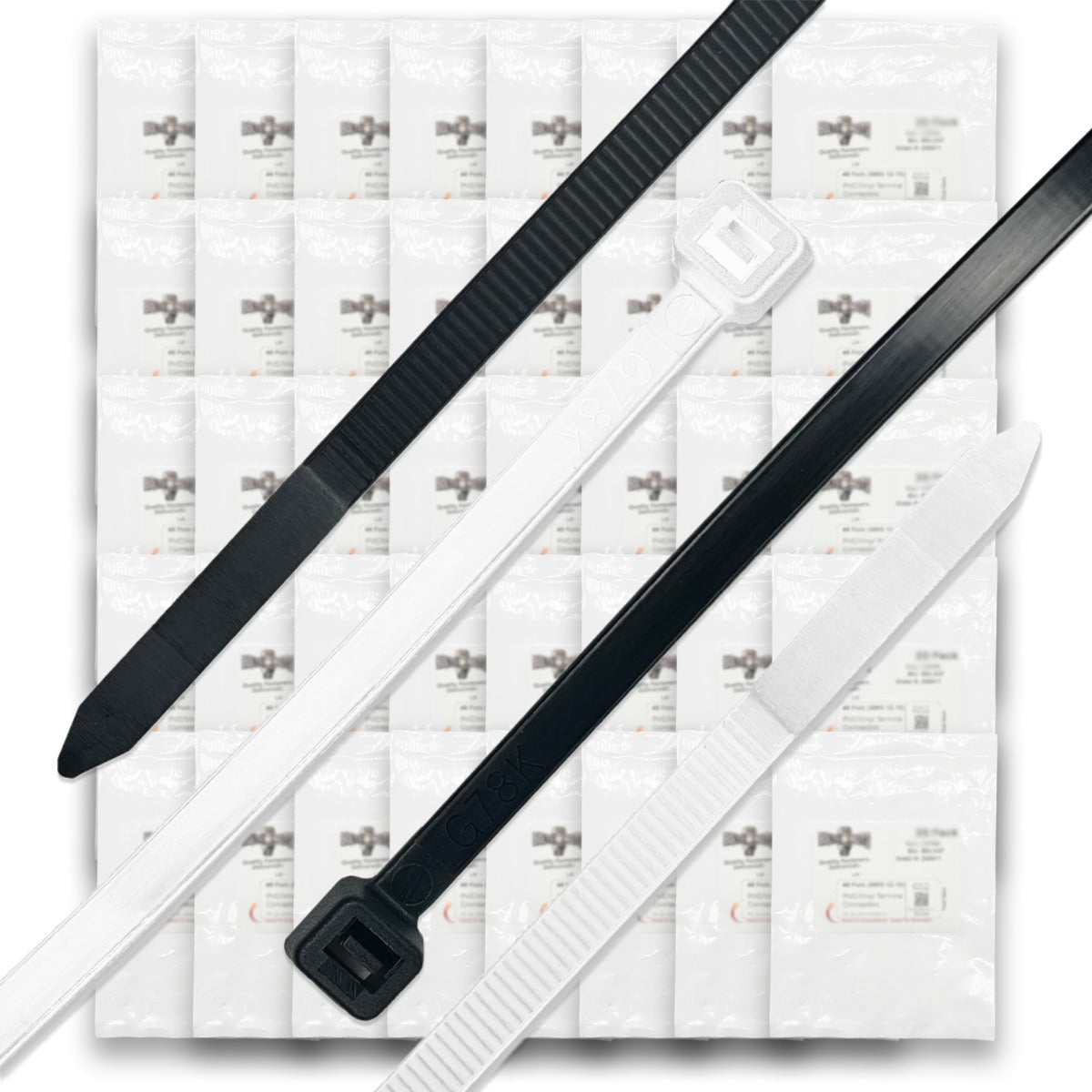 Nylon Cable Zip Ties UV Resistant Black & White Nylon - 900 PCS