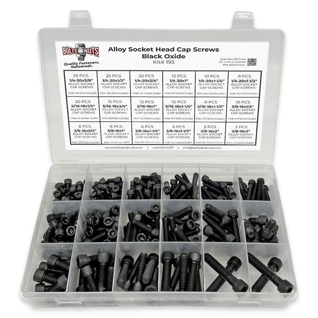 Inch Alloy Socket Cap Screws Black Oxide Finish Assortment - 211 PCS