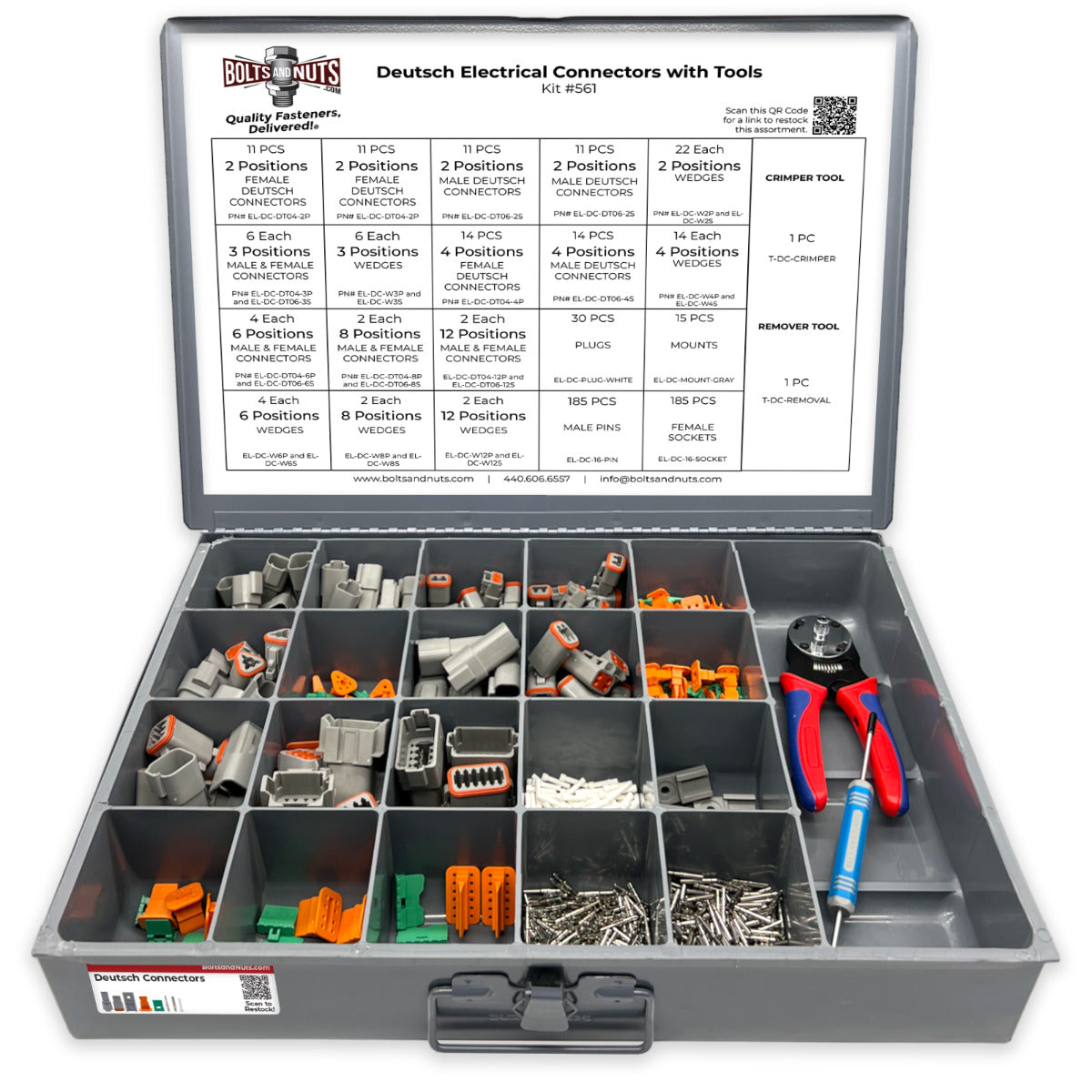 Waterproof Deutsch Electrical Connectors Assortment with Tools - 518 Pieces