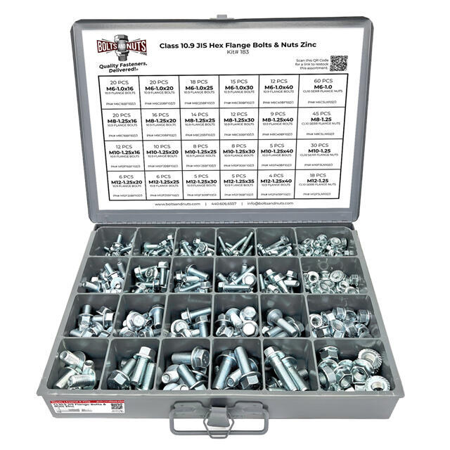 Metric Class 10.9 JIS Hex Flange Frame Bolts & Serr Nuts Assortment M6-M12 402 PCS
