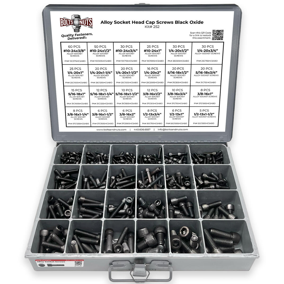 Inch Alloy Allen Socket Head Cap Screws Bolts Black Oxide Assortment - 453 PCS