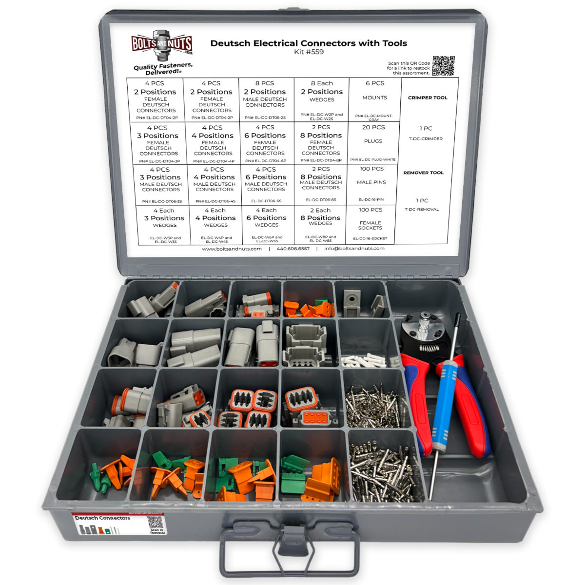 Waterproof Deutsch Electrical Connectors Assortment with Tools - 263 Pieces
