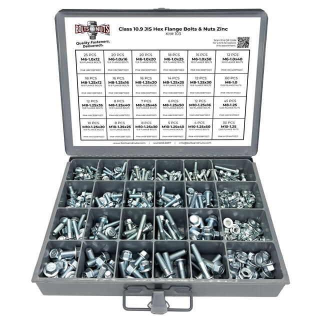Metric Class 10.9 JIS Hex Flange Frame Bolts & Nuts Assortment M6-M10 402 PCS