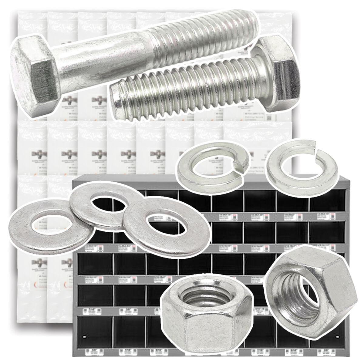 Metric Class A2 Stainless Coarse Hex Cap Screws, Hex Nuts, Flat & Lock Washers - 2012 PCS