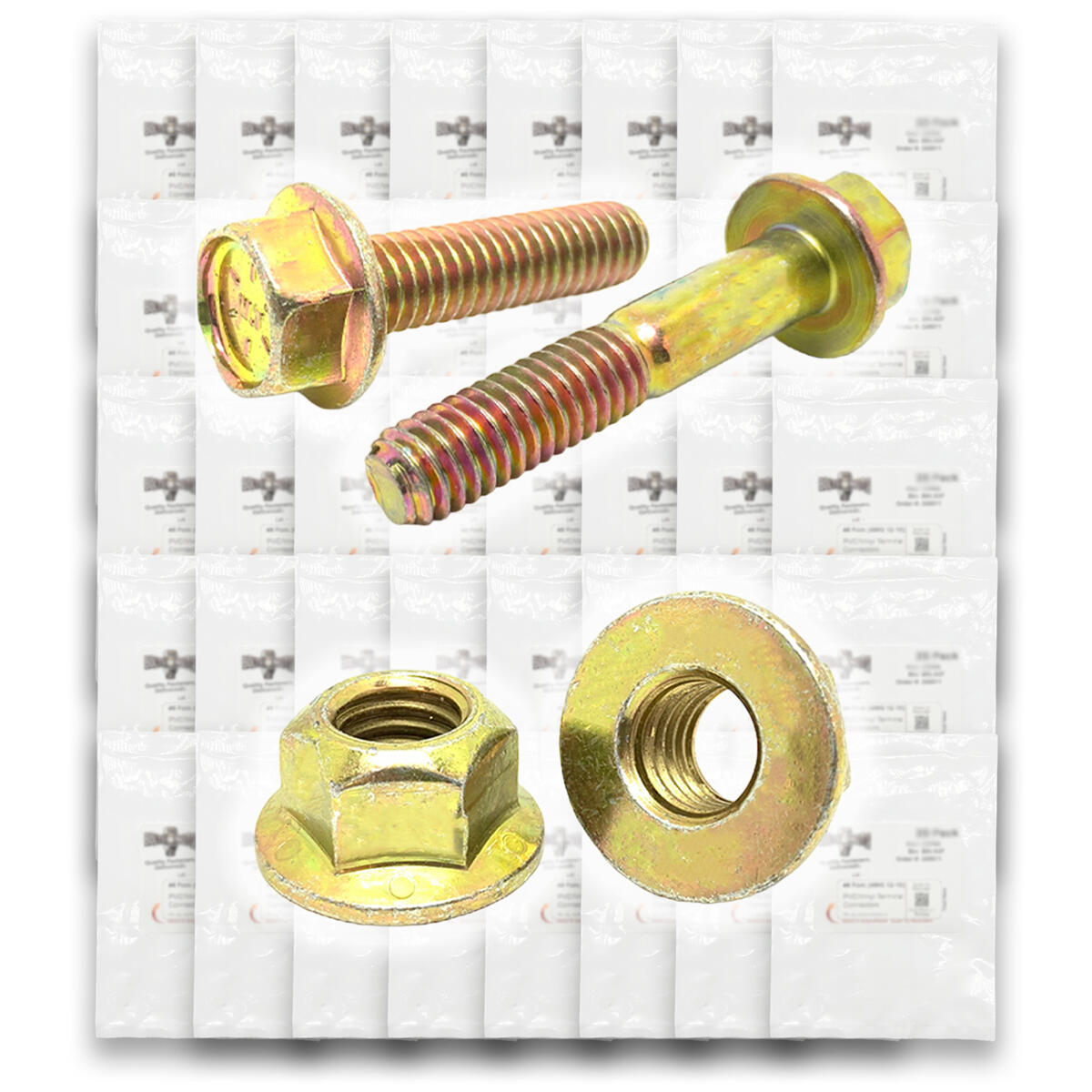 Inch Grade 8 Hex Flange Frame Bolts & Lock Nuts Yellow Assortment - 351PCS