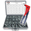 Dome Head Blind Pop Rivets Steel/Steel Mandrel Zinc Clear Assortment with Hand Rivet Tool- 1002PCS