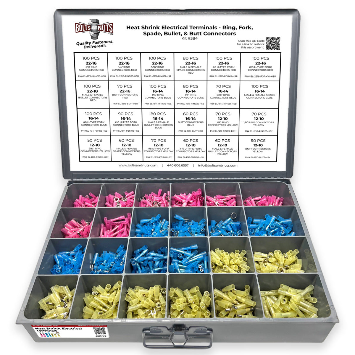 Marine Grade Heat Shrink Terminal Connectors Assortment - 1921 Pieces