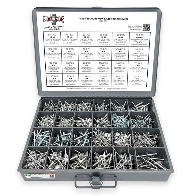 Aluminum and Steel Multi-Grip, Closed-End, & Oversized Head Rivets Assortment - 1116PCS