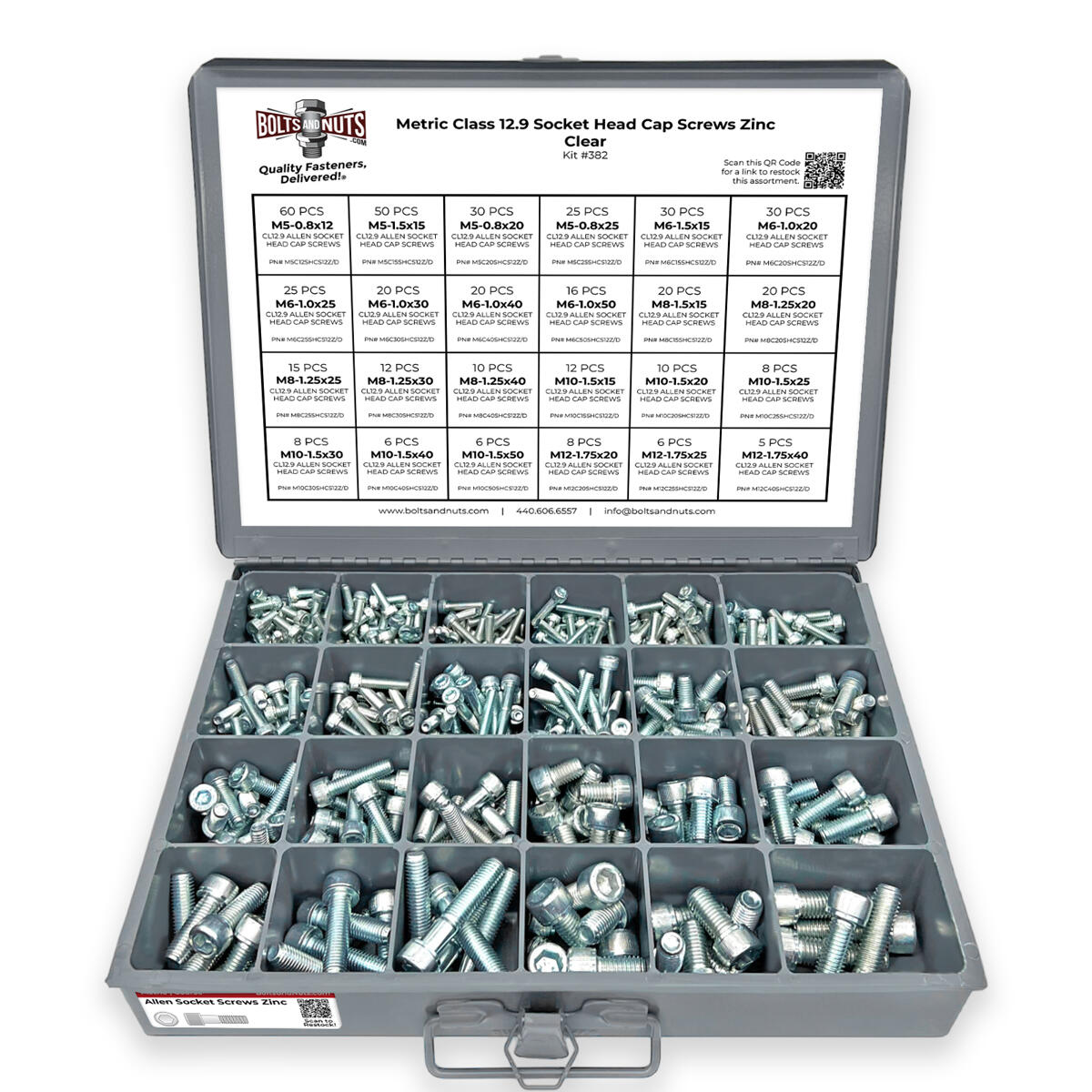 Metric CL12.9 Socket Head Cap Screws Zinc Clear Coarse Thread - 453 pcs