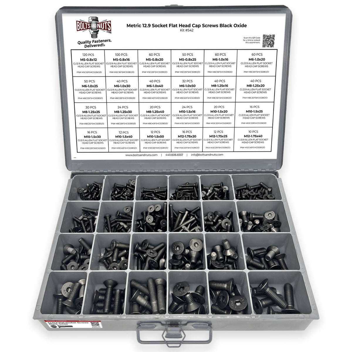 Metric Class 12.9 Flat Socket Screws Black Oxide - 905 PCS