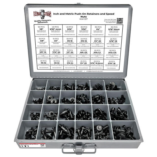 Nylon Screw and Drive Pin Push Type Retainer Assortment - 165 PCS