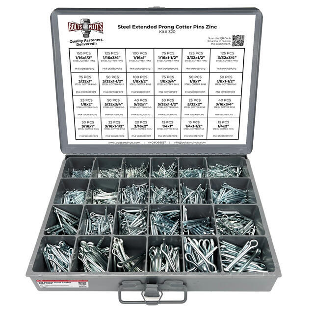 Steel Extended Prong Cotter Pins Zinc - 1431PCS
